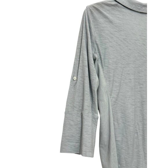 James Perse Contrast Panel Shirt Top Roll Tab 3/4 Sleeve Blue Gray Size 4 / XL - Picture 5 of 7